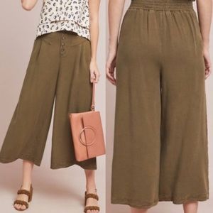 Anthropologie Oceanside Green Wide Leg Crop Pants M